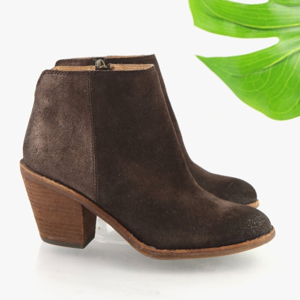 Sofft Womens Tilton Boots Size 6 Brown Suede Metallic Leather Block Heel Booties